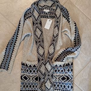beige Lucky brand sweater cardigan with aztec